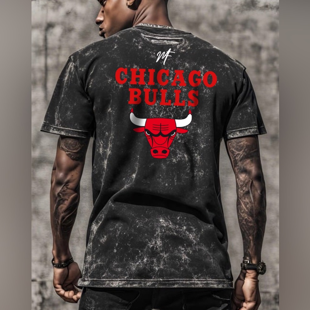 Mast3r fashion black acid washed bulls tee